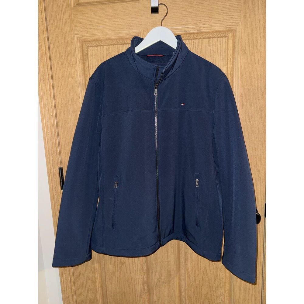 TOMMY HILFIGER Men's XL Stand Collar SOFT SHELL  Coat JACKET Water Resistant EUC